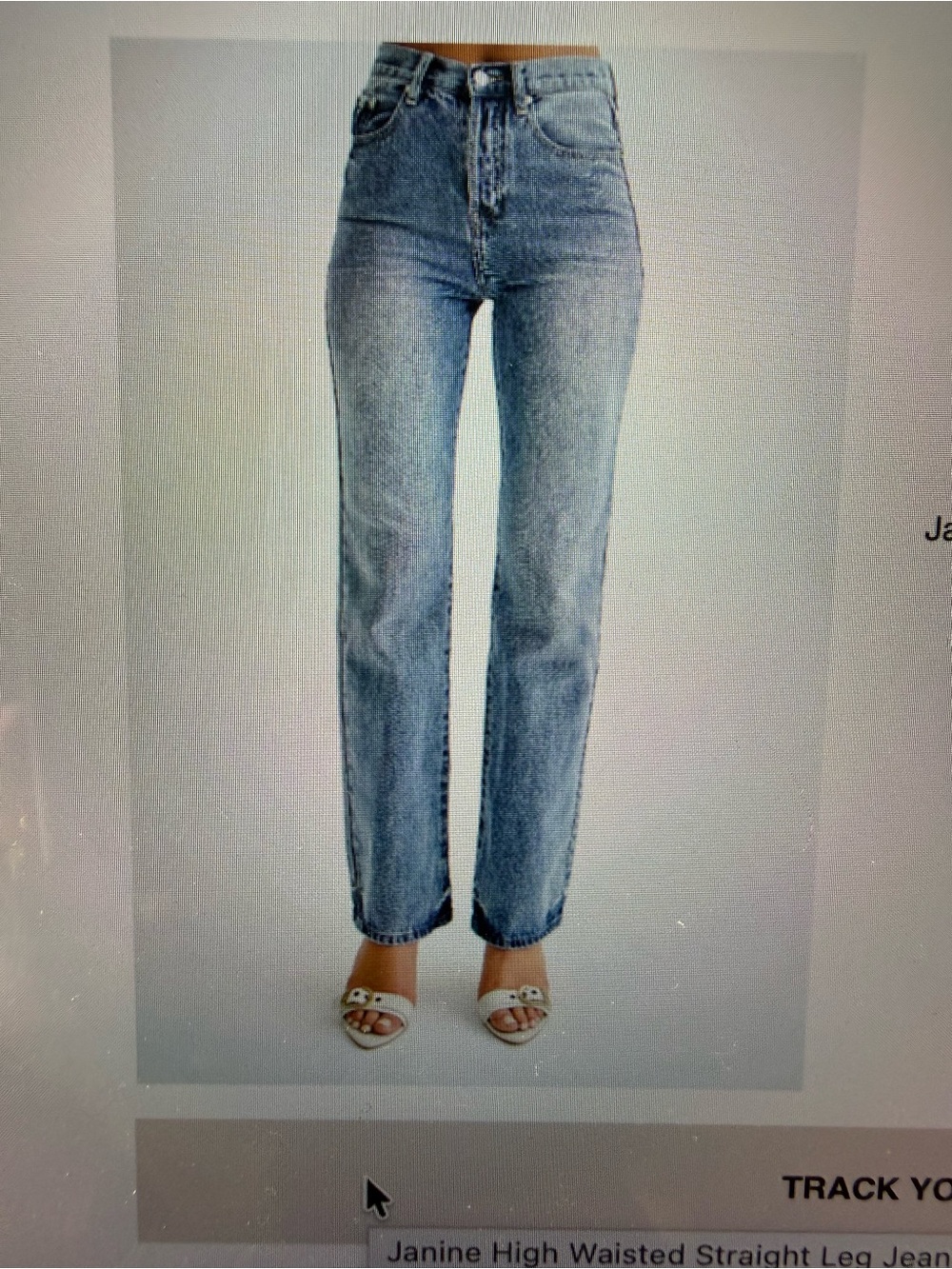 Meshki Janine High-Rise Straight Leg Jeans in Washed Mid Blue